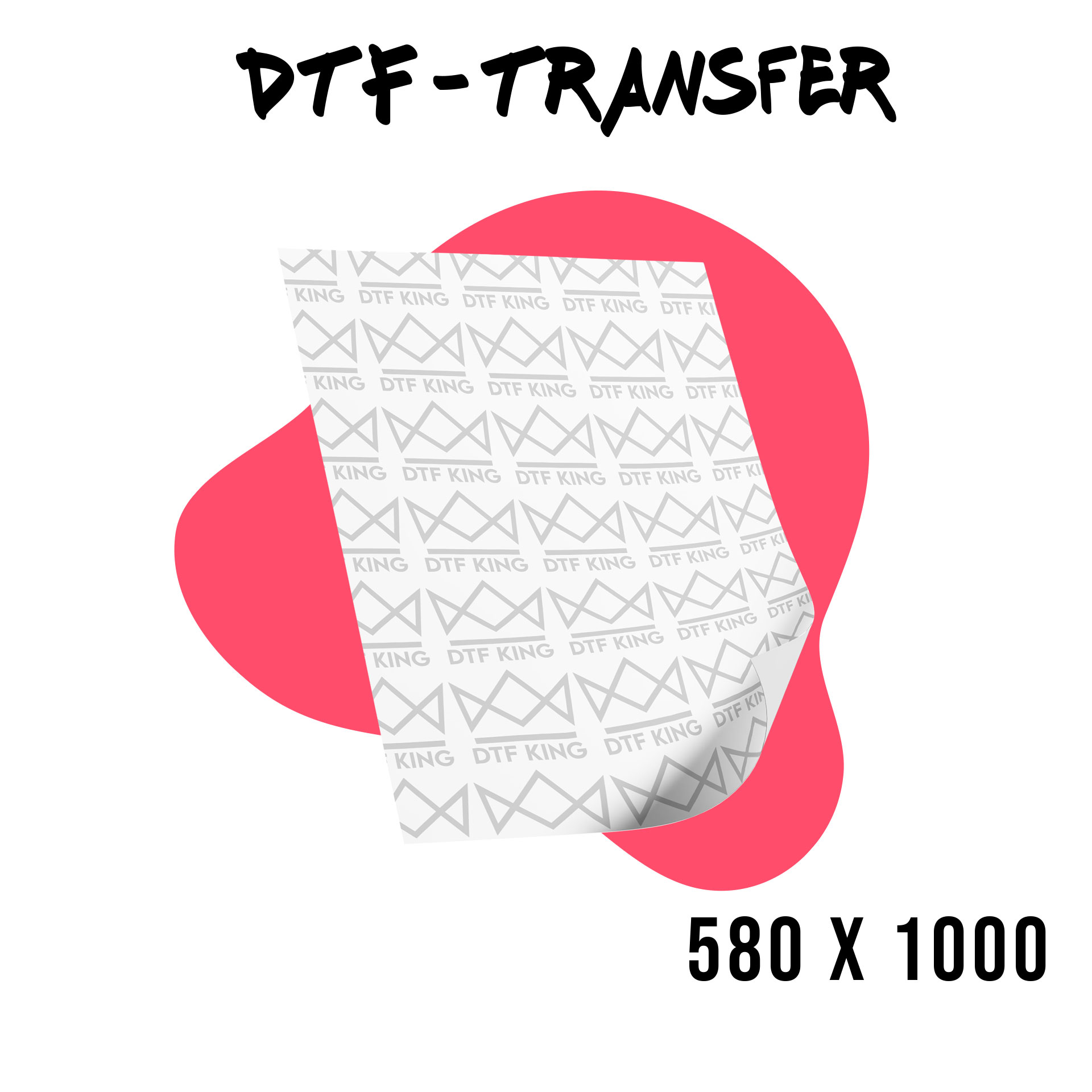 DTF-Meterware 580 x 1000 mm auf der Trägerfolie