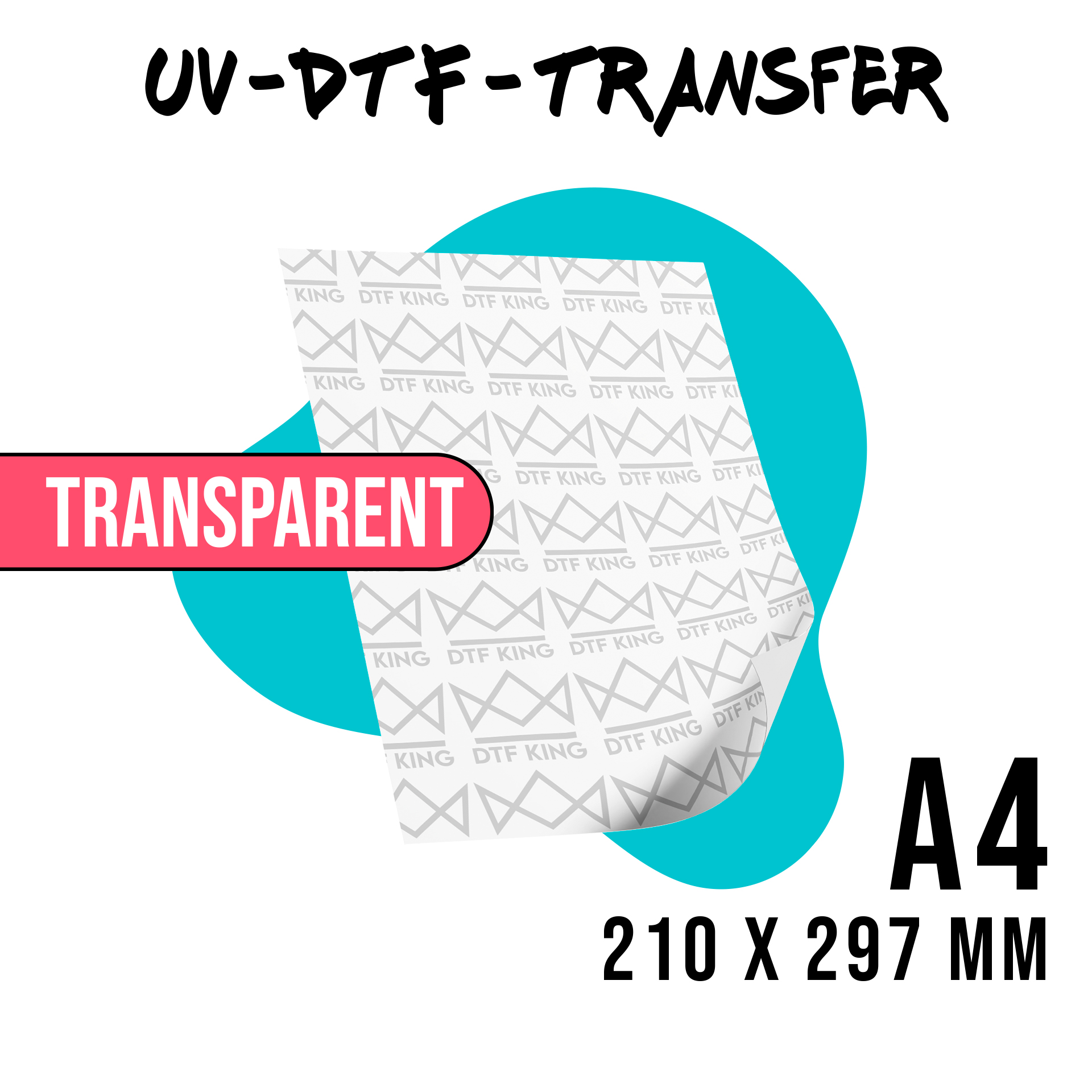 UV-DTF-Sticker DIN A4 transparent ohne Deckweiß für Glas