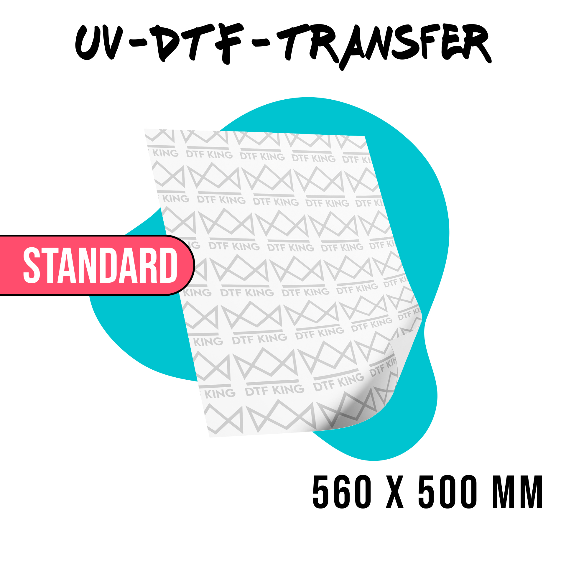 UV-DTF-Stickerbogen 560 x 500 mm in der Ausführung Standard