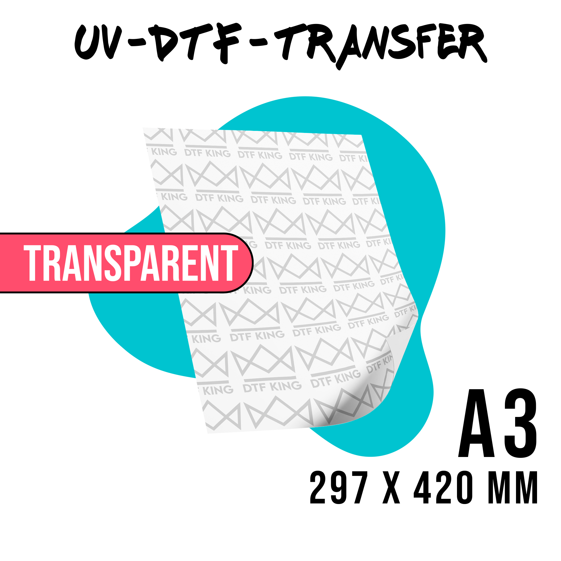 UV-DTF-Sticker DIN A3 transparent ohne Deckweiß für Glas
