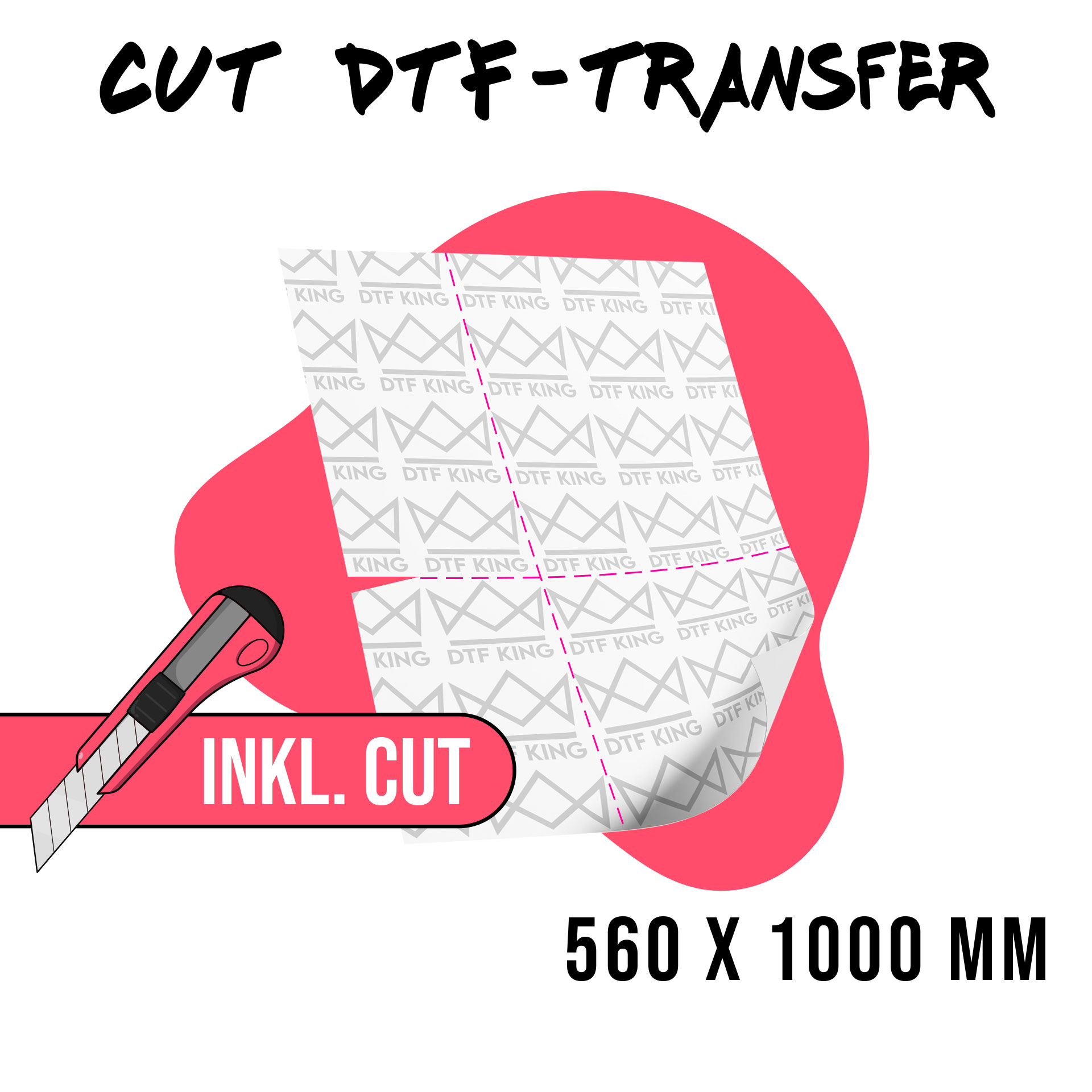 CUT DTF-Halbbogen 560 x 500 mm mit konturgeschnittenen Motiven