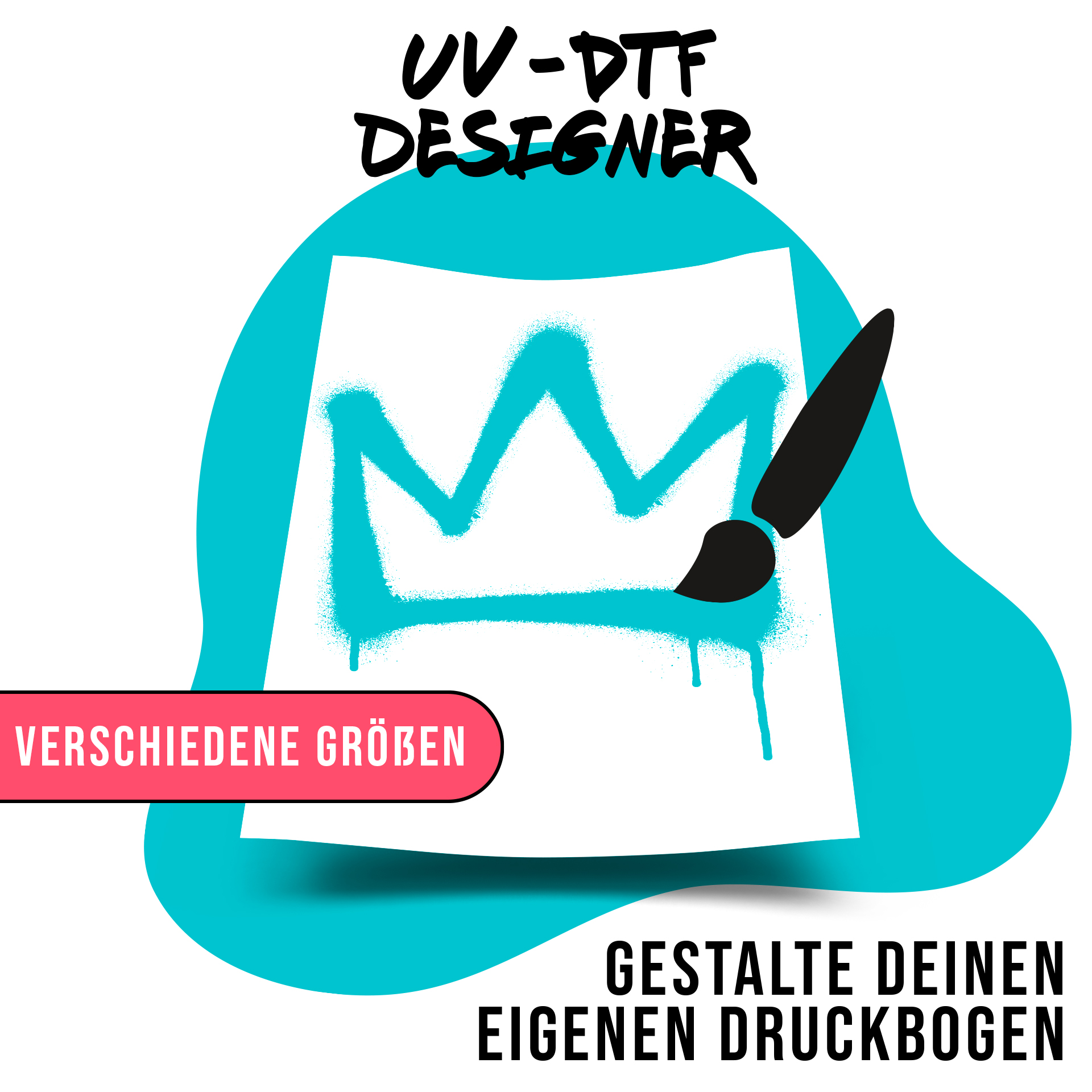 UV-DTF-Gangsheet 560 x 1000 mm mit Rub-On-Stickern