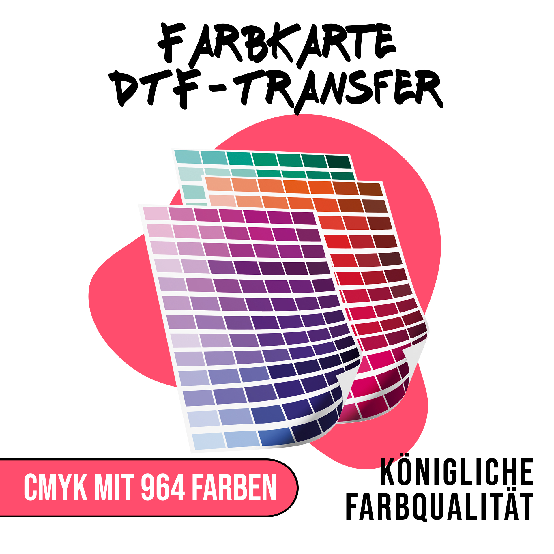 DTF-Farbkarte mit 964 CMYK-Farbfeldern