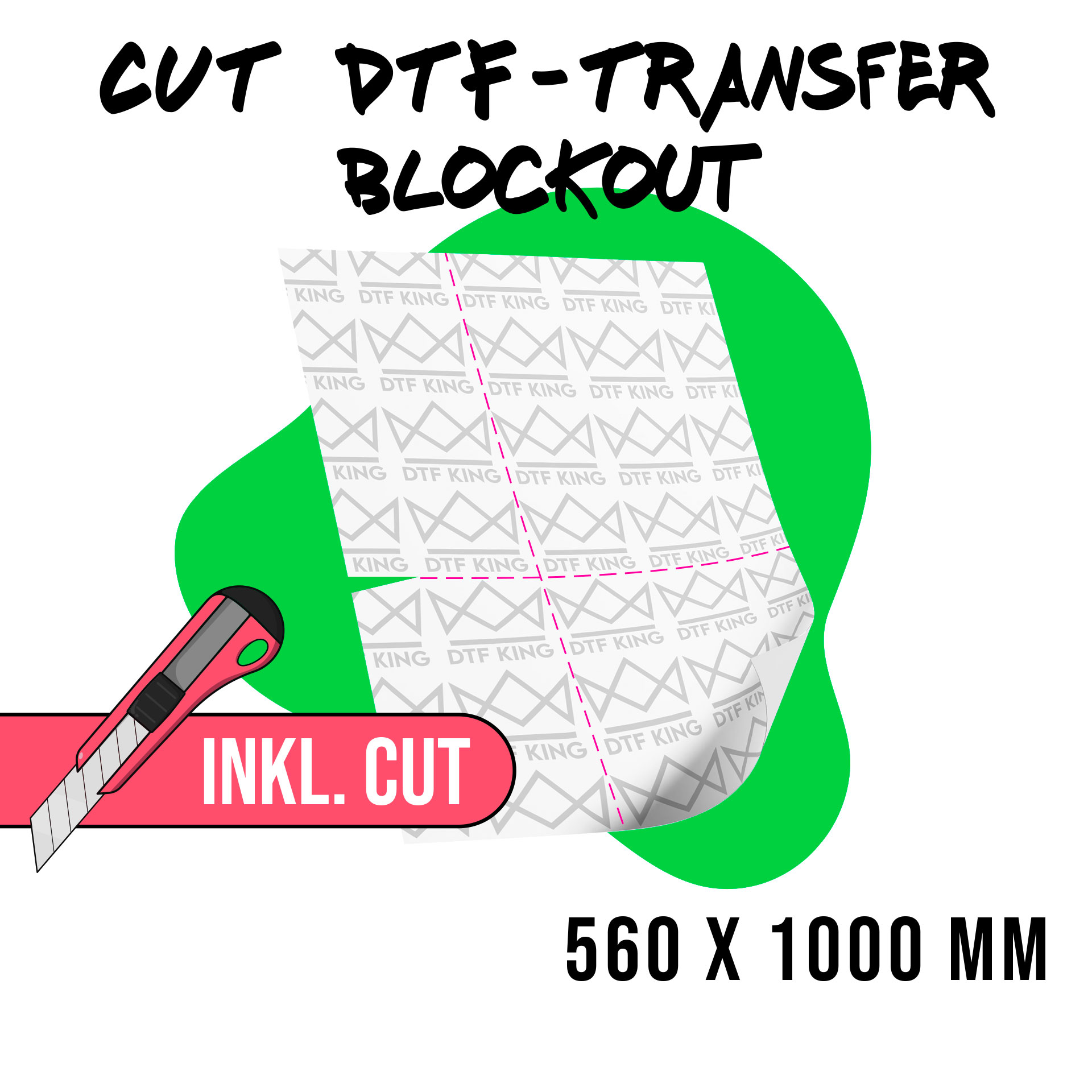 CUT Blockout DTF 560 x 1000 mm konturgeschnitten für Polyester