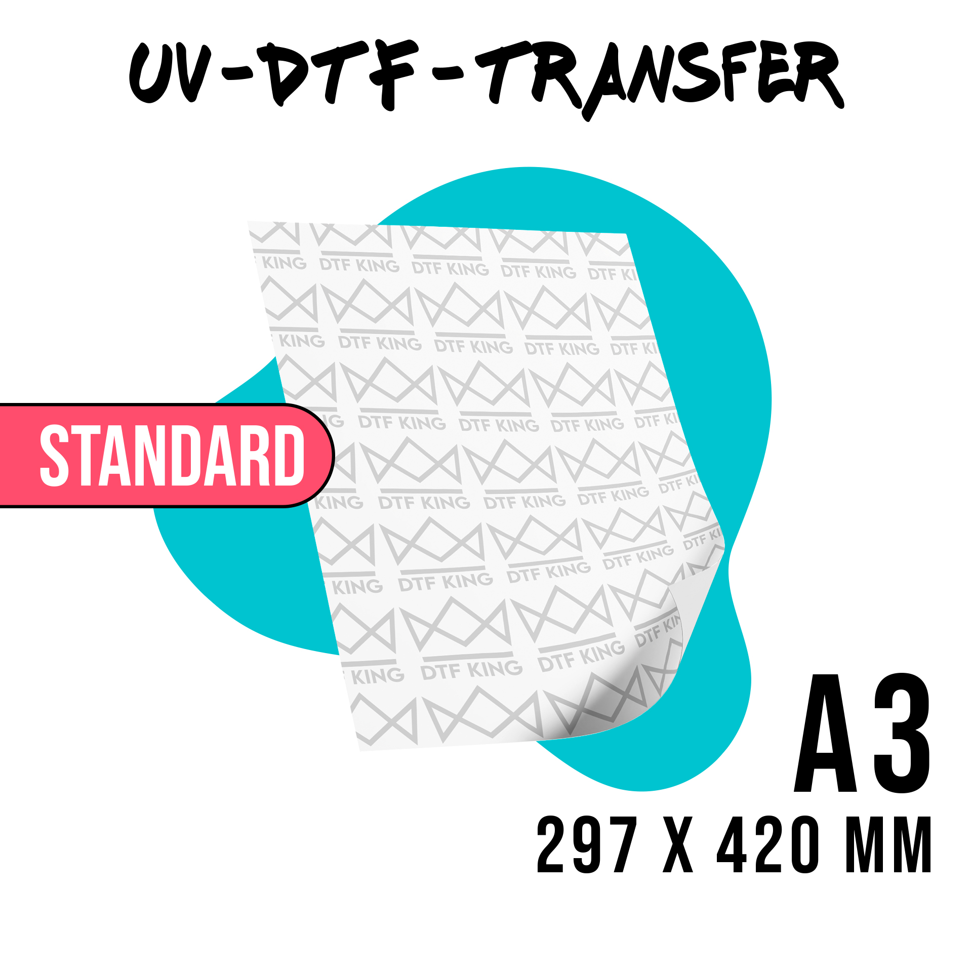 UV-DTF Rub-On-Sticker DIN A3 in der Ausführung Standard
