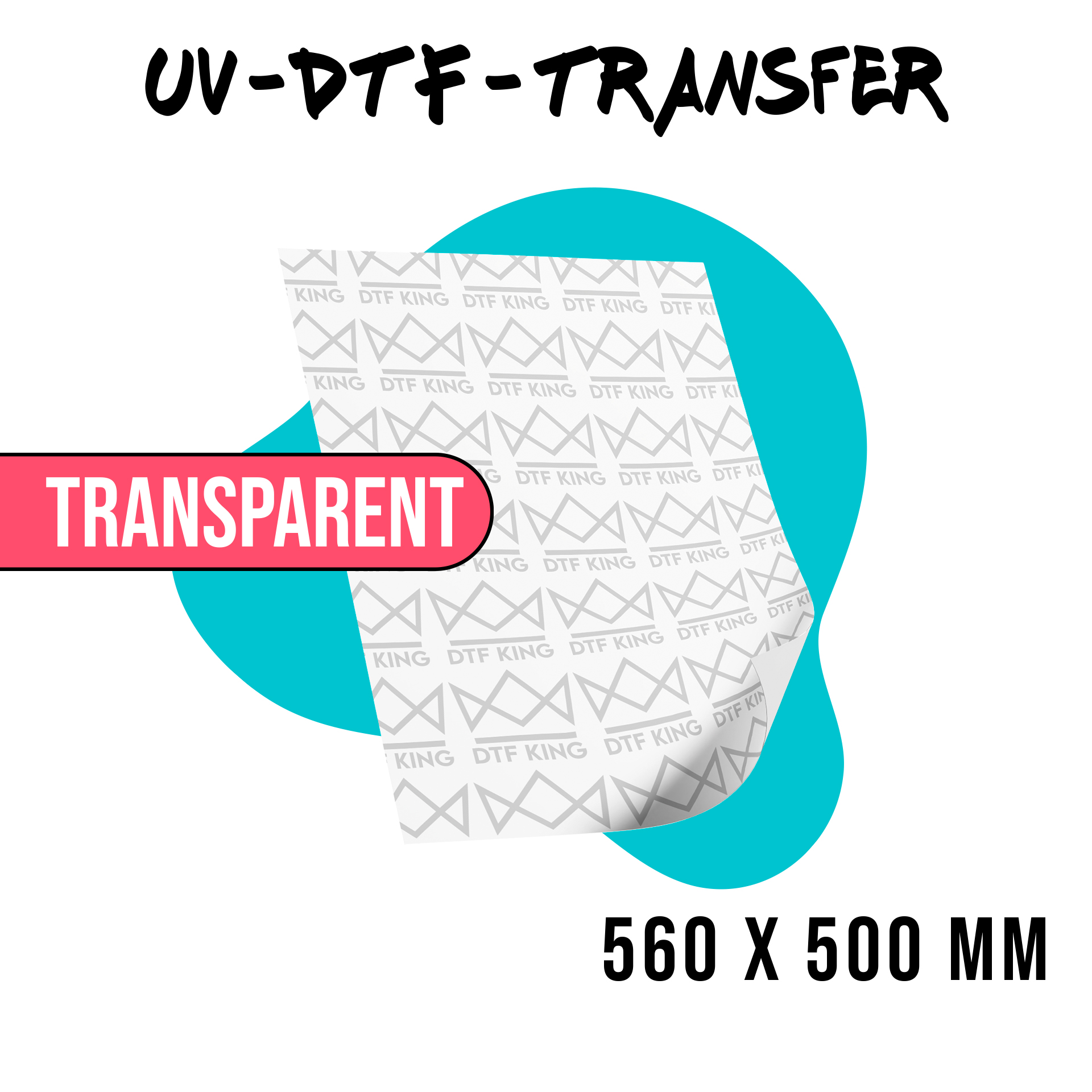 UV-DTF-Stickerbogen 560 x 500 mm transparent ohne Deckweiß